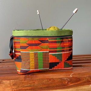 Kente Knitting Project Bag, Crochet Project Bag, Yarn Project Bag, Gifts for Knitters, Sock Project Bag, Project Bag for Knitting