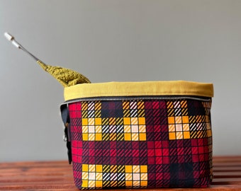 Plaid Knitting Project Bag, Crochet Project Bag, Yarn Project Bag, Gifts for Knitters, Sock Project Bag, Project Bag for Knitting