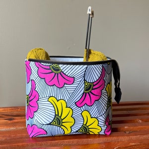 Floral Knitting Project Bag, Crochet Project Bag, Yarn Project Bag, Gifts for Knitters, Sock Project Bag, Project Bag for Knitting