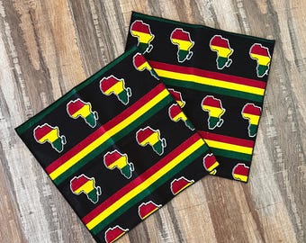 Set of 4 African Map Print Cloth Napkins – Reusable Cotton Fabric Dinner Napkins, Eco-Friendly Table Linens, Kwanzaa, Juneteenth