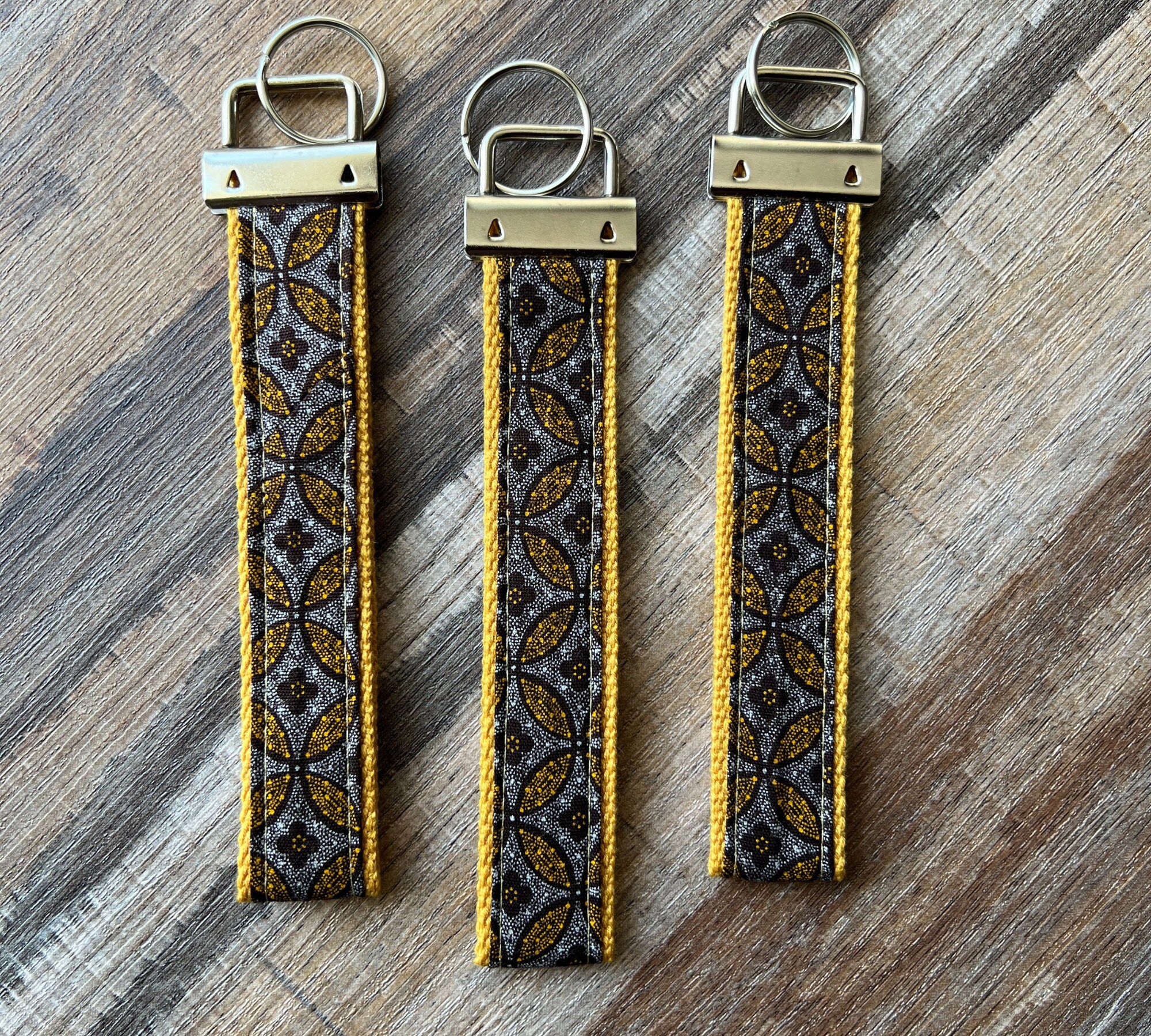  Keychain Key Fob Wristlet  Fabric Wrist Strap for Women (Black  Mudcloth) : Handmade Products