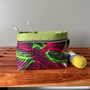 African Fabric Knitting Project Bag, Crochet Project Bag, Yarn Project Bag, Gifts for Knitters, Sock Project Bag, Project Bag for Knitting