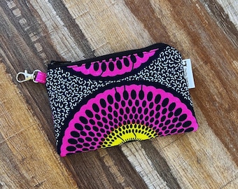 Pink Coin Purse, African Fabric Small Coin Purse, Change Purse, Keychain Coin purse, Small Coin Pouch