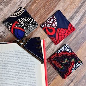 African Bookmark, Bookish Gift, Book Lover Gifts for Readers, Librarian Gifts, Corner Bookmark, Unique Bookmarks, Handmade Fabric Bookmark