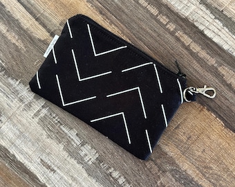 Black and White Small Coin Purse, Minimalist Coin Pouch, Key Chain Change Purse