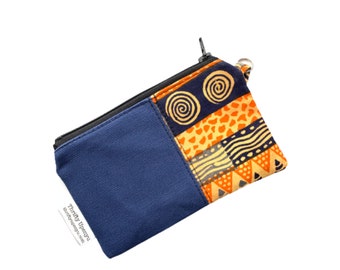 Blue Coin Purse, African Fabric Small Coin Purse, Coin Purse for Men, Coin Pouch, Change Purse, Keychain Coin purse, Small Coin Pouch