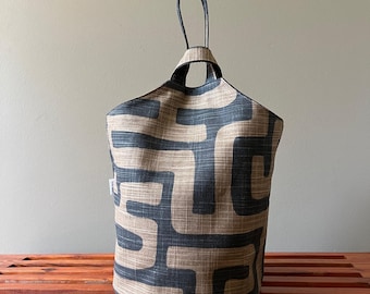 Kuba AOP Extra Large Knitting Project Bag, Knitting Project Bag Sweater Size, Knitting Tote Bag, Over Arm