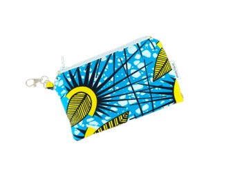 Blue Coin Purse, African Fabric Small Coin Purse, Coin Purse for Men, Coin Pouch, Change Purse, Keychain Coin purse, Small Coin Pouch