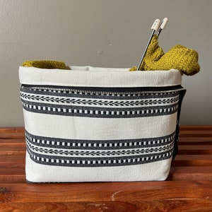Linen Knitting Project Bag, Crochet Project Bag, Yarn Project Bag, Gifts for Knitters, Sock Project Bag, Project Bag for Knitting