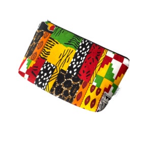 Patchwork Small Zipper Pouch, Makeup Pouch, Pouch with Zipper, Travel Pouch, African Zipper Pouch, Zippered Pouch, Pouch Bag
