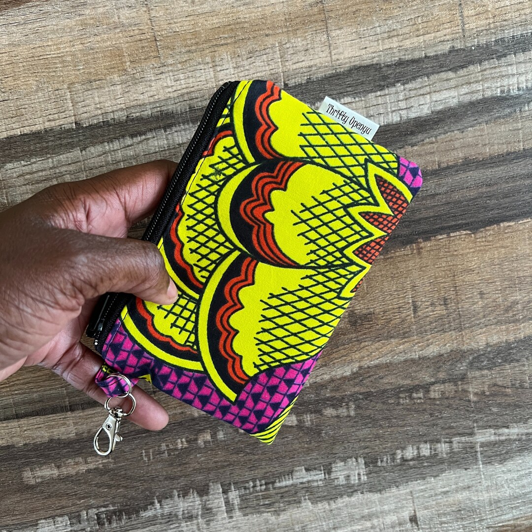 Pink Coin Purse, African Fabric Small Coin Purse, Coin Purse for Men