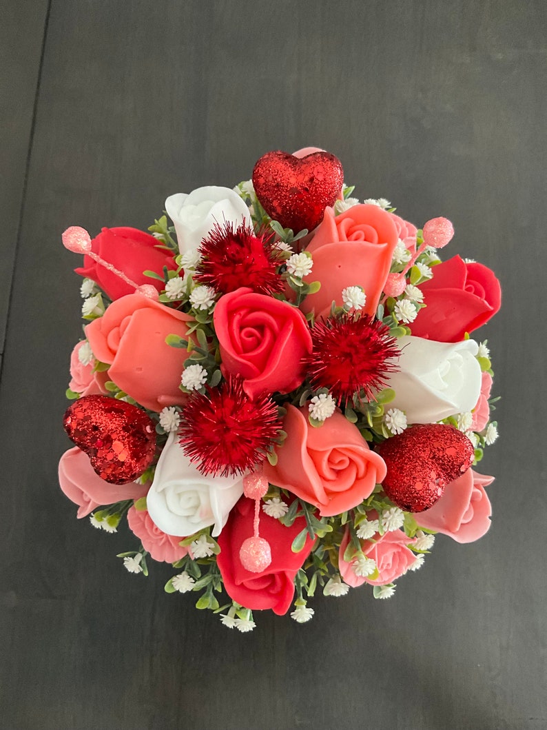 Soap Flower Bouquet.handmade Flower Bouquet. Valentines Day. Family