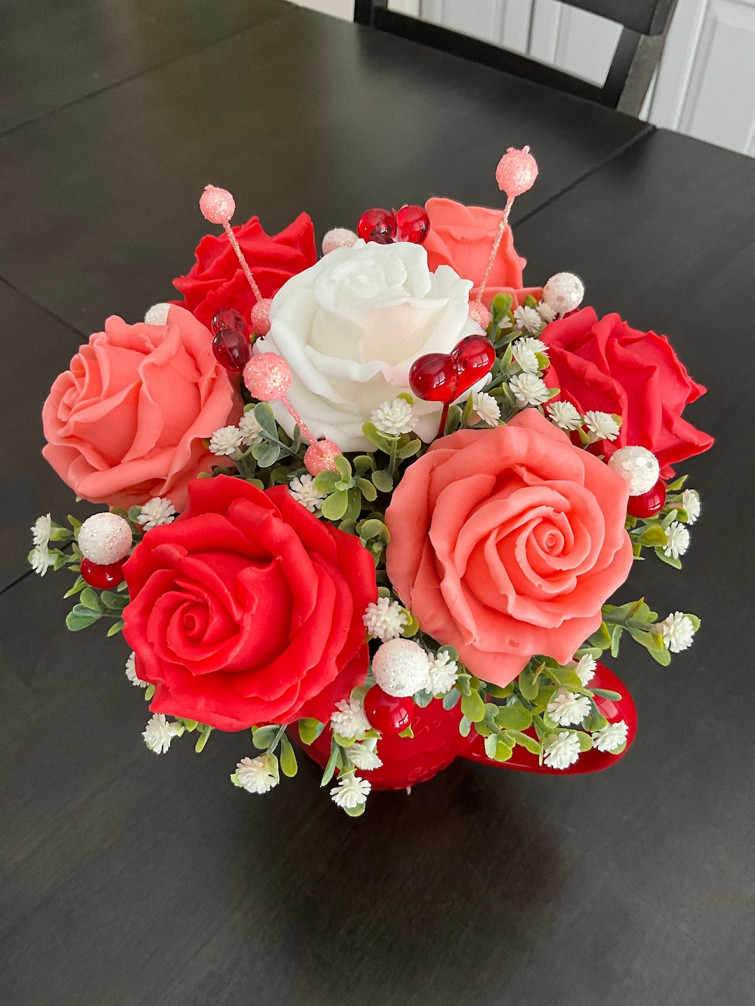 Soap Flower Bouquet.handmade Flower Bouquet. Valentines Day. Family