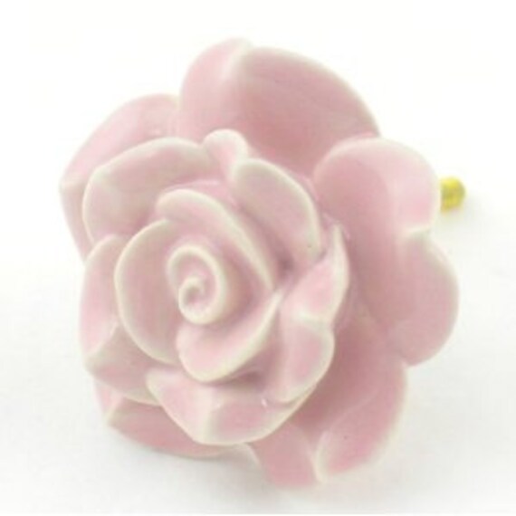 Items similar to 6 Pink Rose Ceramic Knobs, Cupboard Drawer