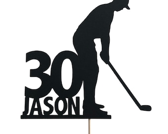 Golf cake topper, Golf player cake topper, Gold birthday cake topper, birthday cake topper, golf party decorations, golf party supplies