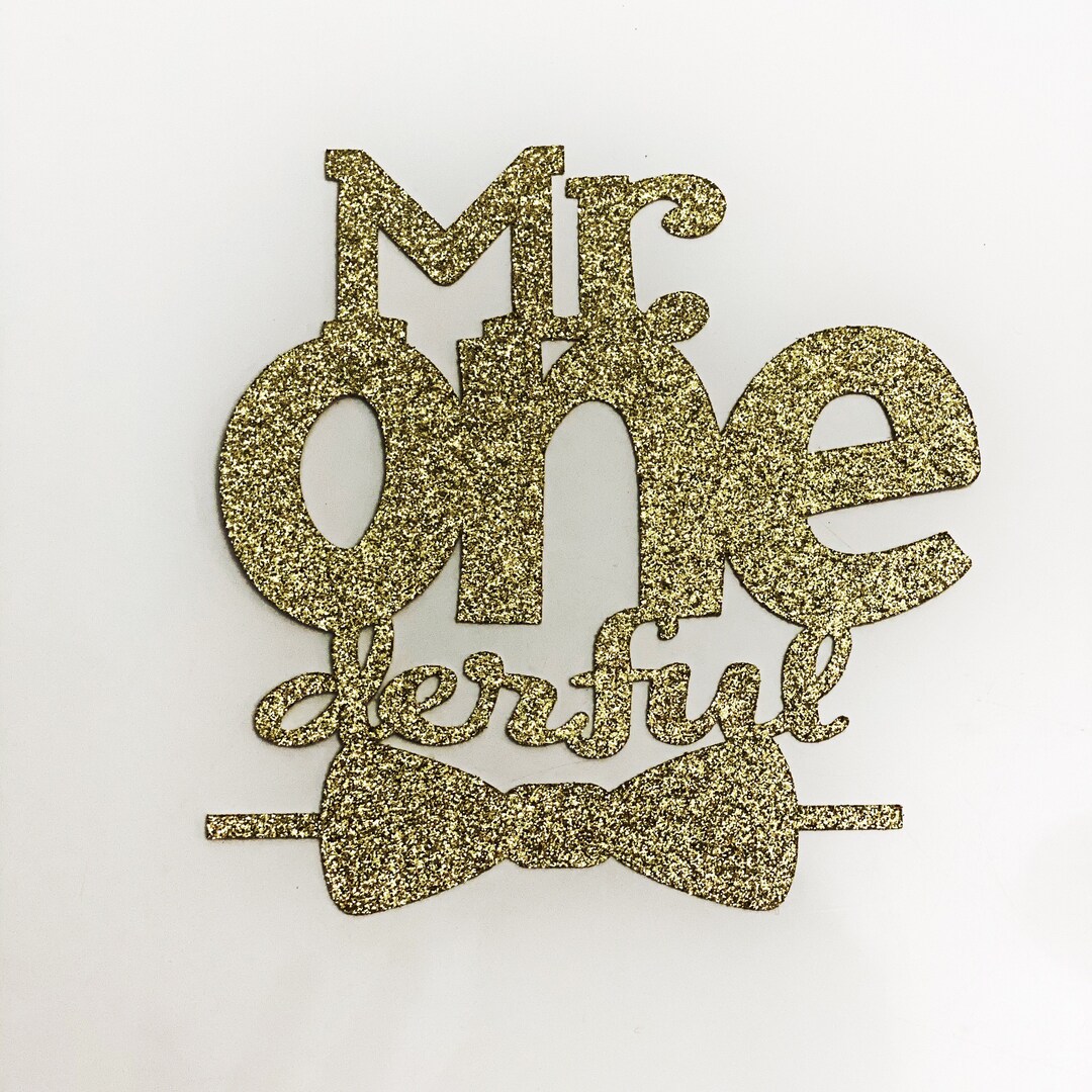 Mr One Derful Cake Topper, Im One Cake Topper, One Cake Topper, Gold ...