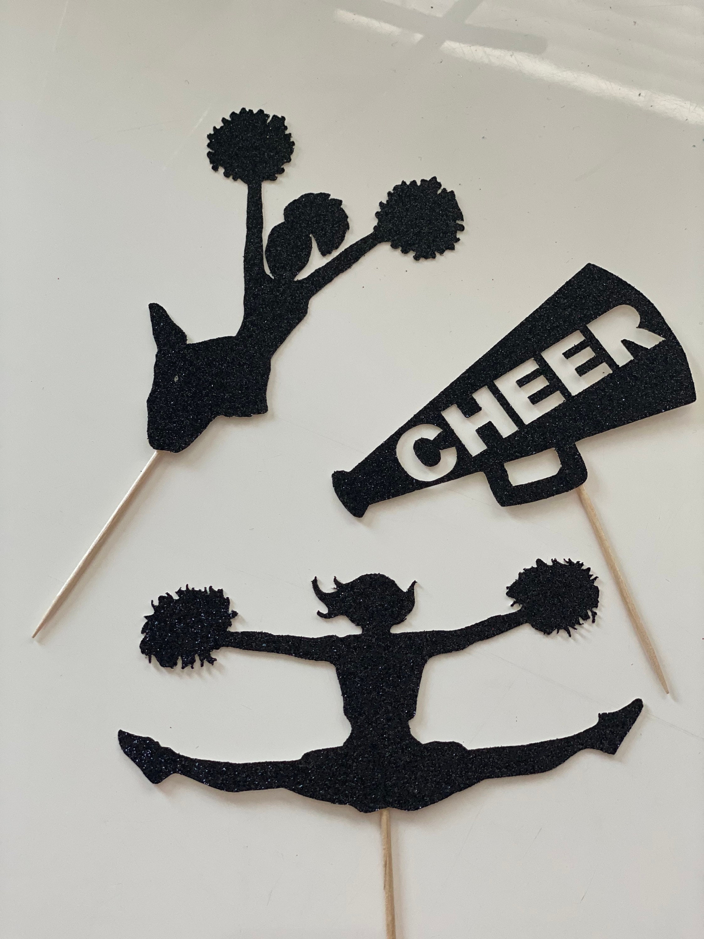 Cheerleader cupcake toppers cheer cupcake toppers poms Etsy