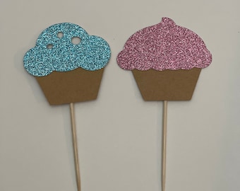 Gender reveal cupcake toppers, bows or stashes cupcake toppers, cupcake or stud muffin cupcake toppers , boy or girl cupcake toppers,