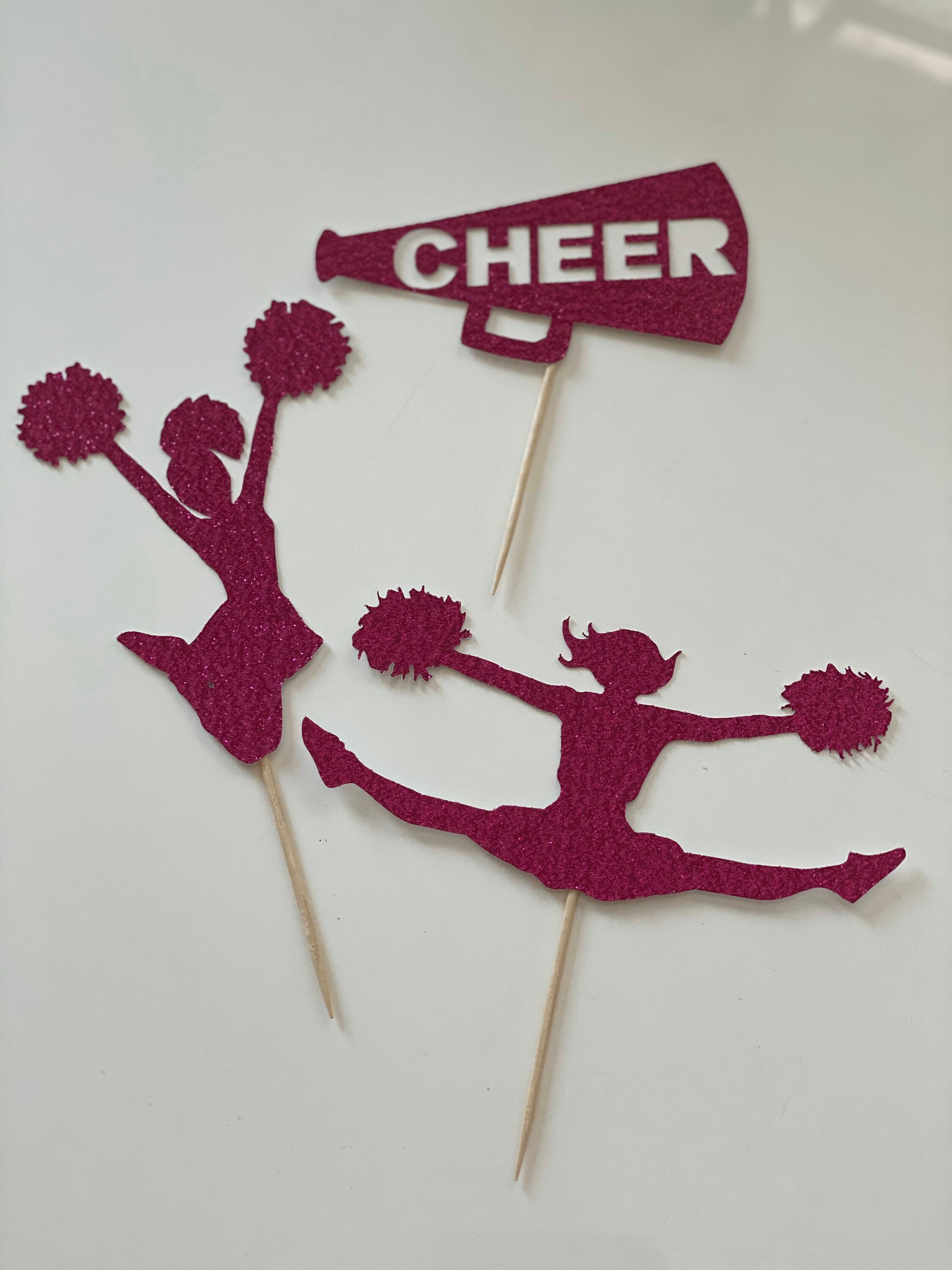 Cheerleader cupcake toppers cheer cupcake toppers poms Etsy
