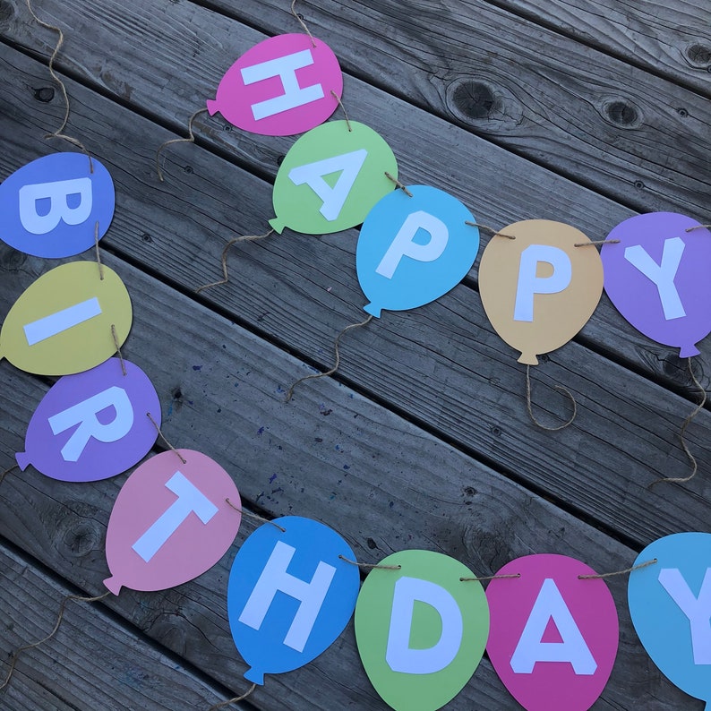 Balloon banner happy birthday banner colorful birthday Etsy