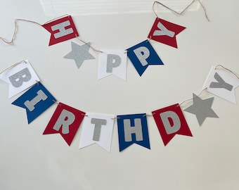 Patriotic Banner, Fourth of July banner, 4th of July banner, 4th of July birthday banner, red white blue birthday banner, American banner