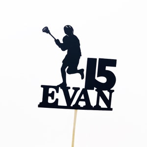 Lacrosse cake topper, lacrosse player cake topper, sporty cake topper, playing lacrosse player, lacrosse birthday cake topper,