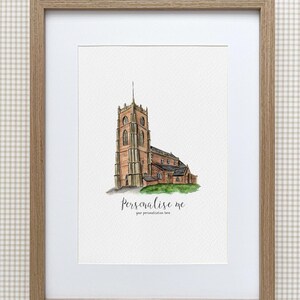 St.-Georgs-Kirche, personalisierter Druck, Aquarell Illustration