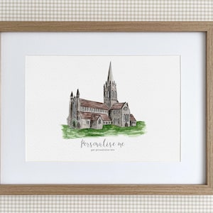 St. Mary's Kathedrale, Killarney personalisierte Druck, Aquarell Illustration