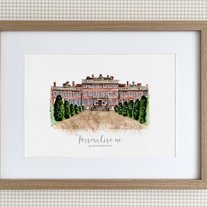 Wissley Hall Personalisierter Druck, Aquarell Illustration