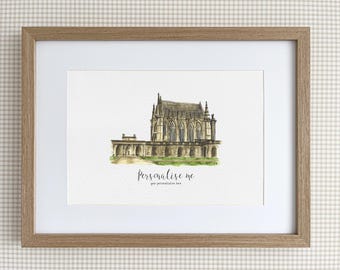Impresión personalizada del Castillo de Vincennes, ilustración en acuarela