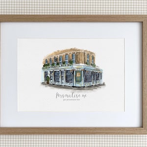 The Landor Pub, gepersonaliseerde print, aquarelillustratie
