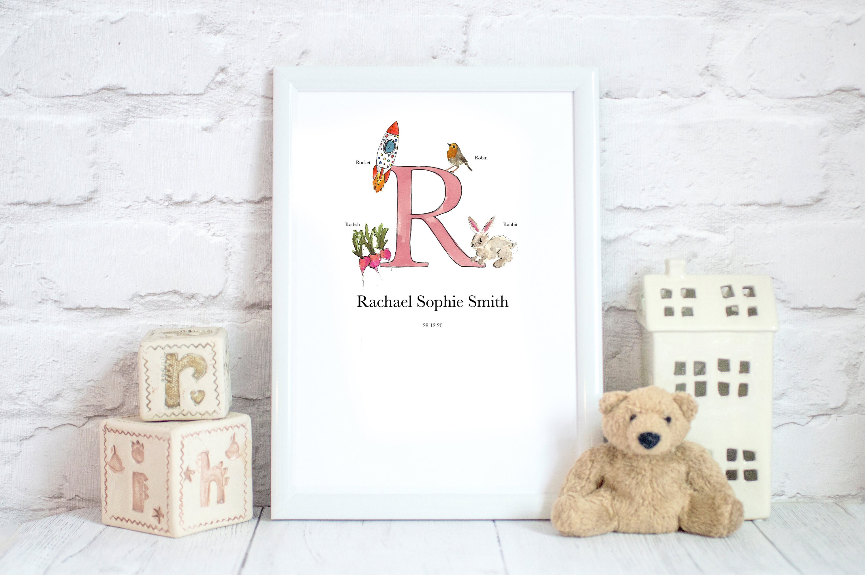 Letter R Personalised Initial Illustration Baby Initial - Etsy