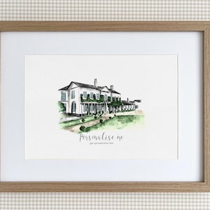 Statham Lodge, personalisierter Druck, Aquarell Illustration