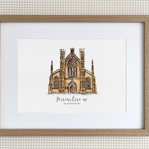 St.AndAndreas's Metropolitan Kathedrale personalisierte Druck, Aquarell Illustration