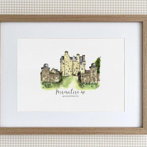 Barcaldine Schloss personalisierter Druck, Aquarell Illustration