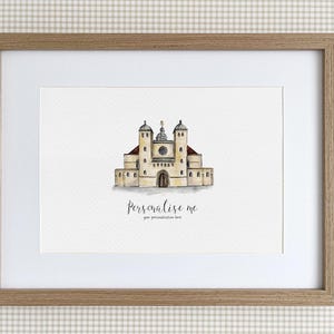 Portsmouth Kathedrale personalisierte Druck, Aquarell Illustration