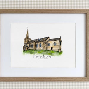 St. Cuthbert's Churchtown, personalisierter Druck, Aquarell Illustration
