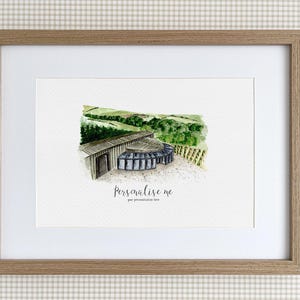 Holmfirth-Weinberge - personalisierter Druck, Aquarell Illustration