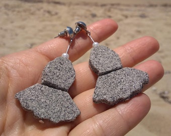 Granite earrings/ minimal earrings/ concrete earrings/ clay earrings /pearl earrings /geometric earrings
