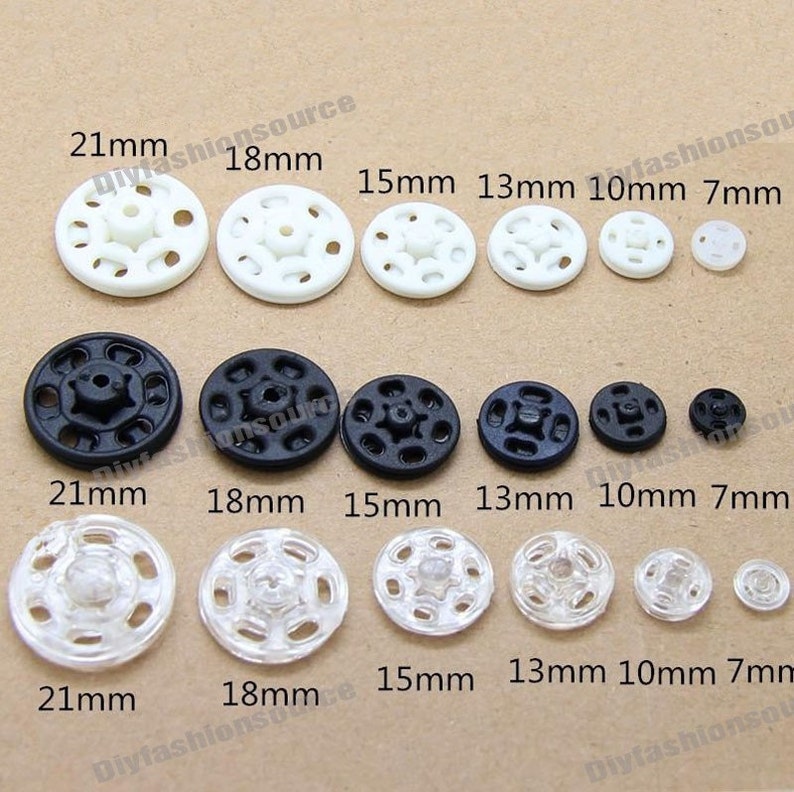 1000set KAM Snaps Fasteners Press Studs Invisible Poppers Plastic