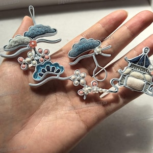 1 Stück chinesische Knoten Knopf Haken und Ösen Stoff mit Baumwolle innen Handgefertigte Blume Cheongsam Qipao Pankou Verschluss