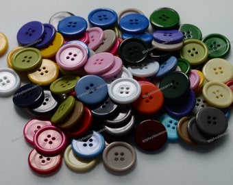 Mixed 25mm  1 inch assorted 100pcs Wholesale Lots 20color coat cloth Resin sewing flatback Round Buttons fasteners scrapbooking 4-holes