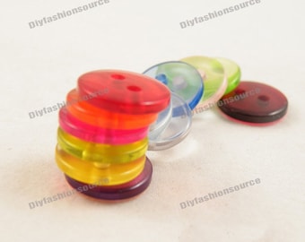 200 Bottoni In Legno Da 15 Mm, Colori Misti, Per Cucito, Scrapbooking, Lavoretti Fai Da Te - 2
