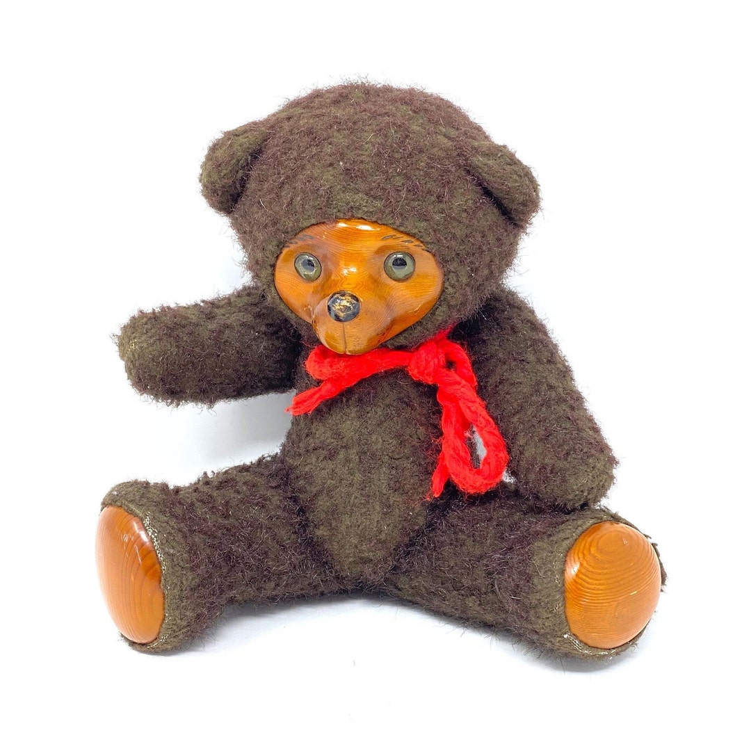 Vintage ROBERT RAIKES Wood Face Bear 1985 Raikes Teddy Bear Etsy