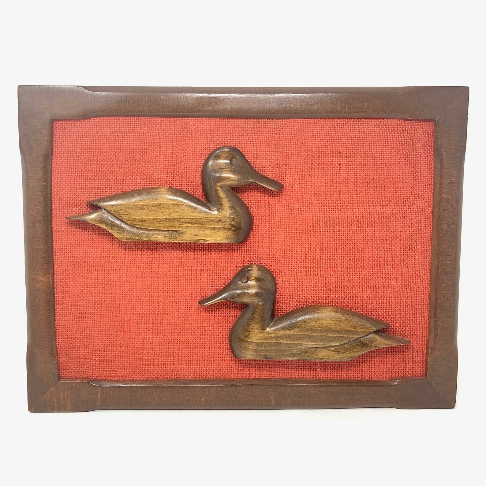 Mid Century Wood Duck Wall Art Teak Wood Duck Framed Art Etsy