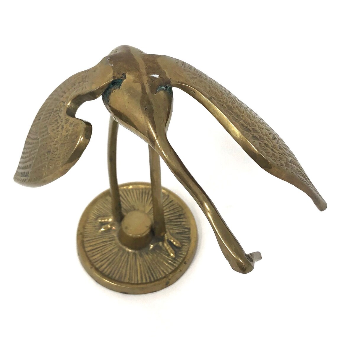 Vintage Brass Crane Sculpture Leonard Silver Crane Figurine Etsy