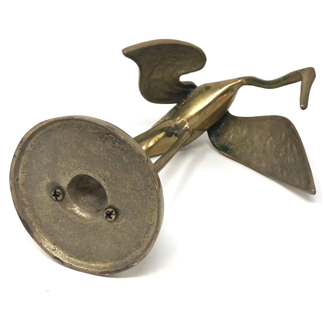 Vintage Brass Crane Sculpture Leonard Silver Crane Figurine Etsy