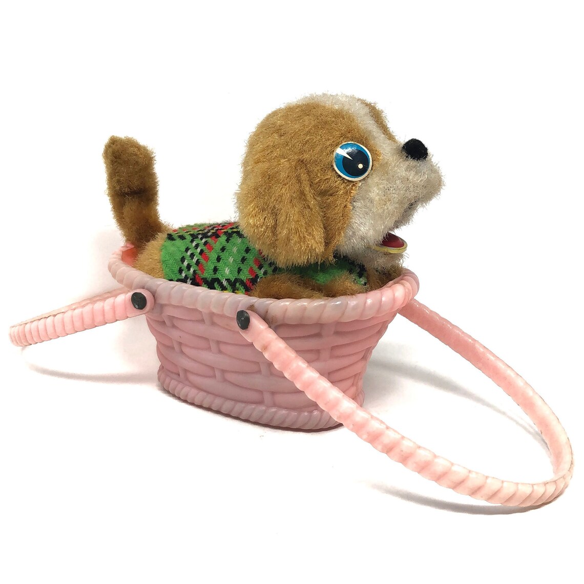 Vintage Wind up Crying Toy Puppy in Basket Wind up Toy Dog Etsy