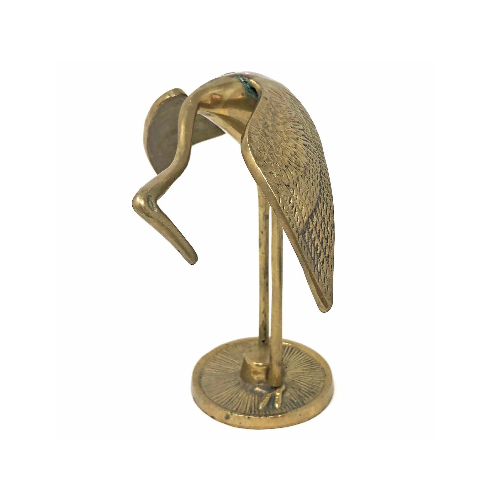 Vintage Brass Crane Sculpture Leonard Silver Crane Figurine Etsy
