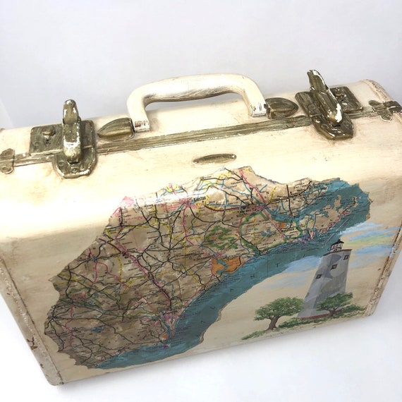 Antique Samsonite Train Case, Handpainted Luggage… - image 3